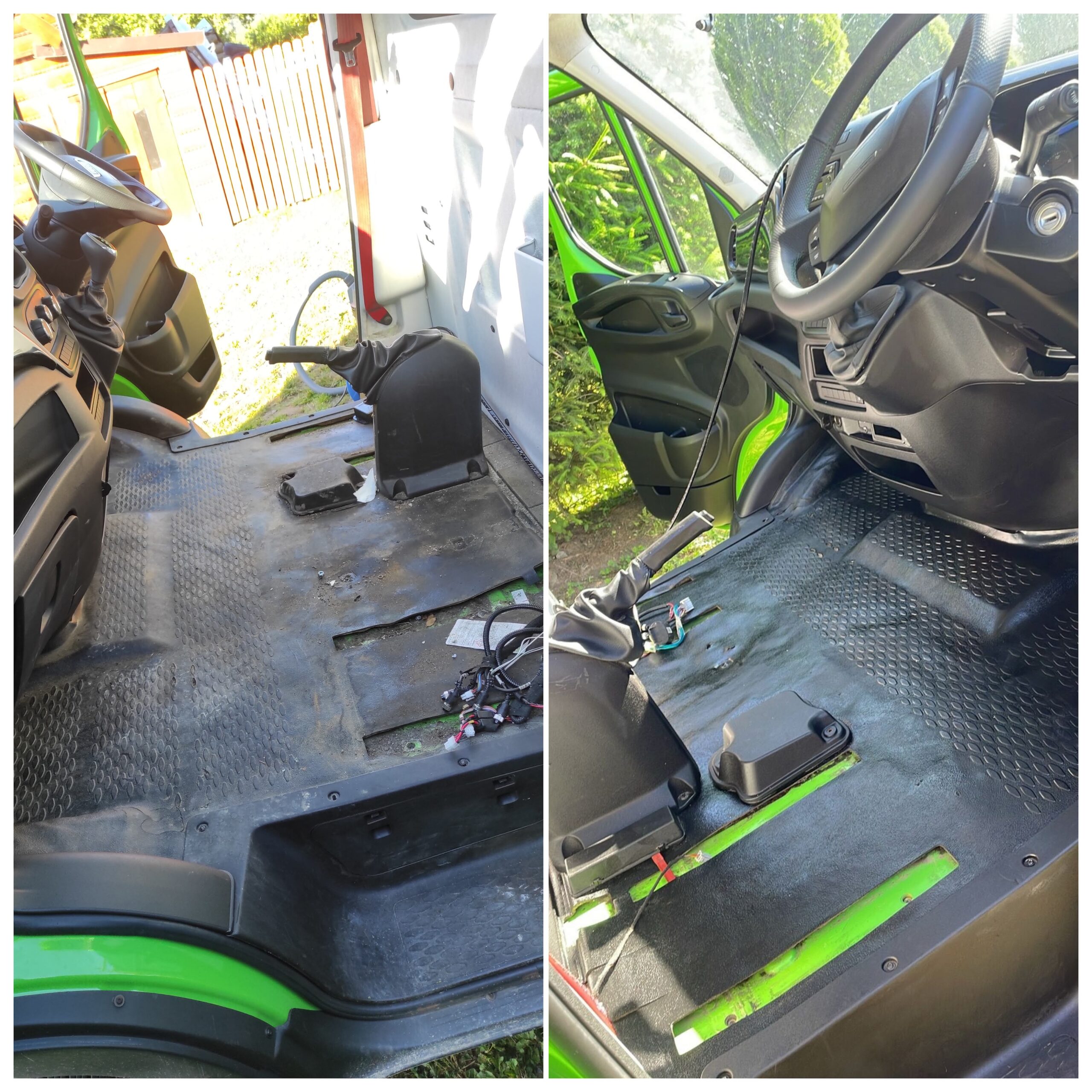 Czyszczenia wnętrza w kabinie lawety Iveco