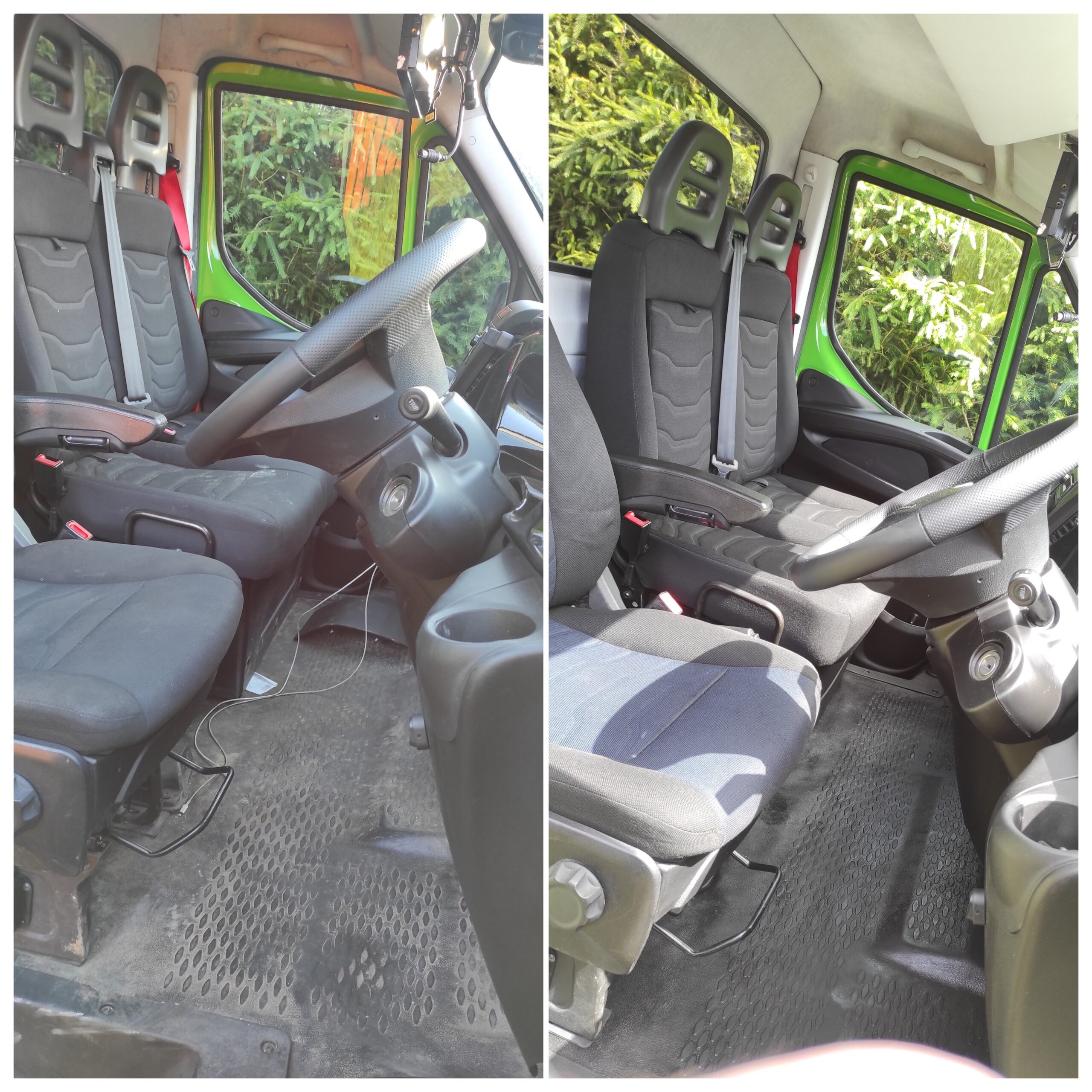 Czyszczenia wnętrza w kabinie lawety Iveco