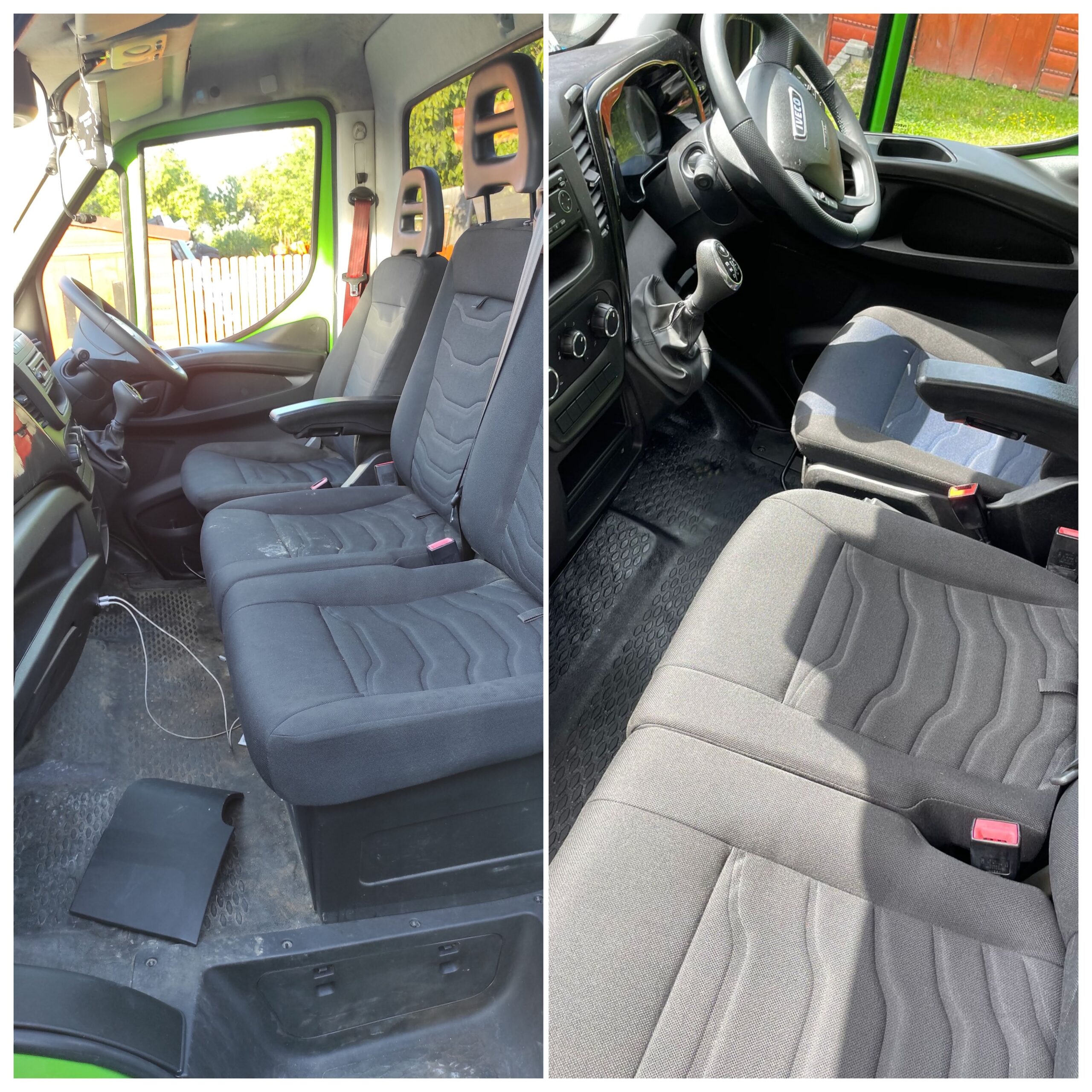 Czyszczenia wnętrza w kabinie lawety Iveco